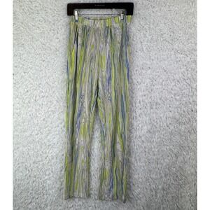 Find Me Now Plisse Pleated Pants S Green Blue Marble Psychedelic High Waist